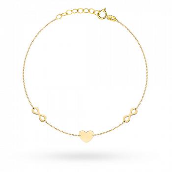 Bransoletka złota serce i znak nieskończoność FUG2-21-B00816-2