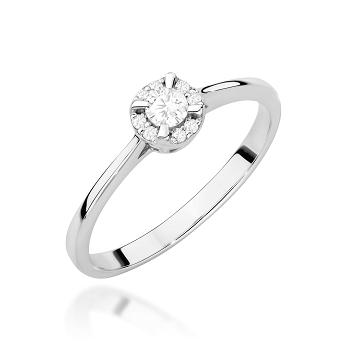 Pierścionek zaręczynowy z białego złota z brylantami 0.14ct