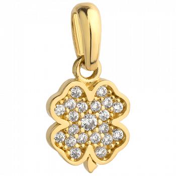 Zawieszka złota koniczyna z cyrkoniami FUG6-25-Z00294-2