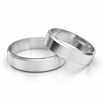 Obrączki ślubne klasyczne białe złoto 5mm próba 585 z fazą • FSB10002/5