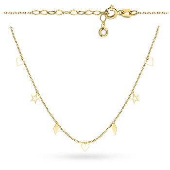 Naszyjnik złoty z zawieszkami gwiazdka, romb i serce FUG3-N00677-585