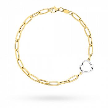 Bransoletka złota długie ogniwa i serce FUG2-31-B00941-2