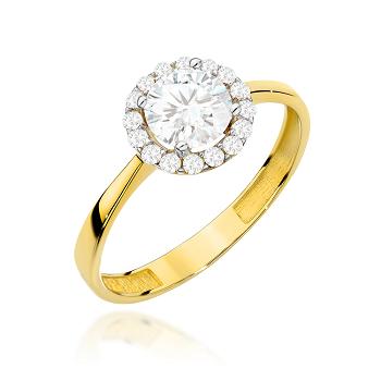 Pierścionek zaręczynowy złoty z cyrkoniami