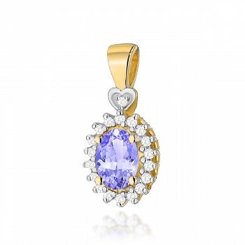 Zawieszka z żółtego złota z tanzanitem oraz brylantami FZ312-585-TA0.40/0.095