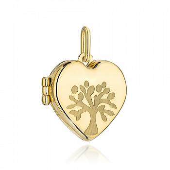 Zawieszka złota puzderko serce z drzewkiem szczęścia FUG6-31-Z00495-2