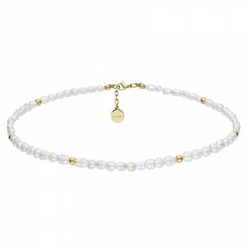Naszyjnik choker z pereł z pozłacanymi kuleczkami WA515G