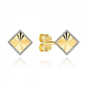 Kolczyki diamentowany romb w dwóch kolorach złota FUG7-17-K01159-2