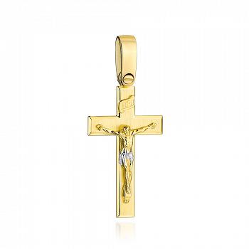 Złoty krzyżyk z wizerunkiem Pana Jezusa satynowy FUG4-9-C00107-2