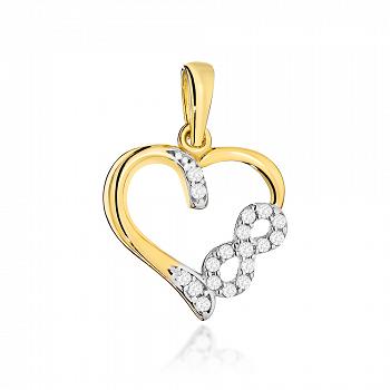 Zawieszka złota serce i nieskończoność z cyrkoniami FUG6-37-Z00534-2