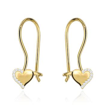 Kolczyki złote serce z cyrkoniami FUG7-K01755-585