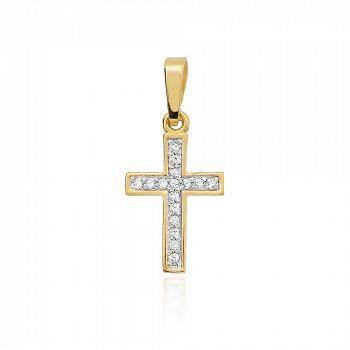 Złoty krzyżyk z brylantami 0.08 FK42-585-B0.08