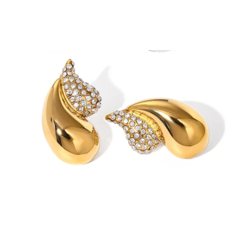 Kolczyki damskie złote z białymi kamieniami FUGJDE2403110