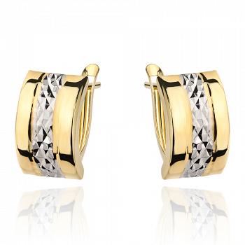 Kolczyki dwa kolory złota diamentowane na angielskim zapięciu FUG7-25-K01005-2