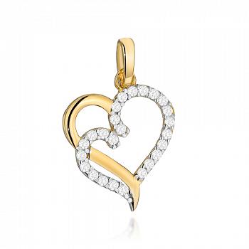 Zawieszka złota splecione serca z cyrkoniami FUG6-25-Z00478-2