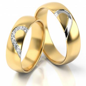 Obrączki ślubne żółte złoto serce 5mm próba 585 • FS315