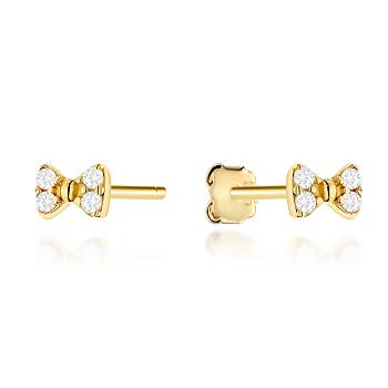 Kolczyki złote kokardki z cyrkoniami FUG7-K01749-585