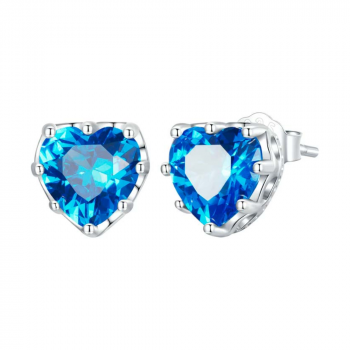 Kolczyki srebrne błękitne serca KFUG093