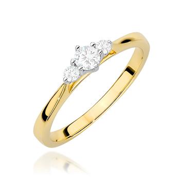 Pierścionek zaręczynowy z żółtego złota z brylantami 0,19ct