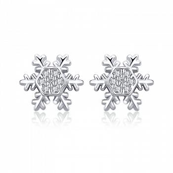 Kolczyki srebrne śnieżynki KFUG042