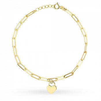 Bransoletka z żółtego złota ogniwa i serce FUG2-17-B00772-2
