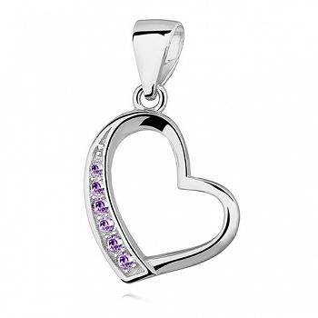Srebrna zawieszka serce z fioletowymi cyrkoniami FUGZ1023C_V