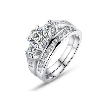 Pierścionek srebrny zestaw z cyrkoniami PFUG09
