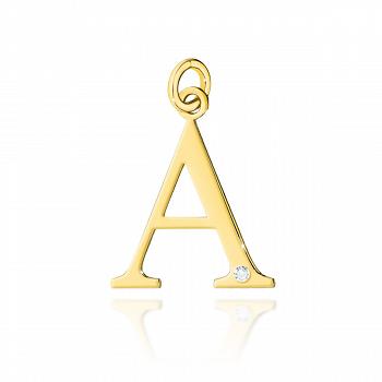 Zawieszka złota mała literka A z brylantem ZMFUG-A