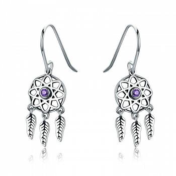 Kolczyki srebrne z cyrkoniami Łapacz snów KFUG001