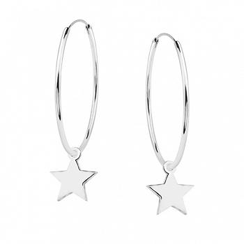 Kolczyki srebrne koła z gwiazdkami FUGKSZ2_50_2
