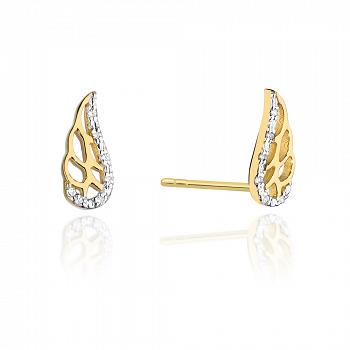Złote kolczyki z brylantami skrzydła FCK01-585-B0.06