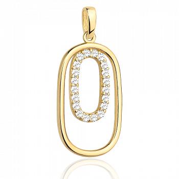 Zawieszka złote owale wysadzane cyrkoniami FUG6-25-Z00398-2