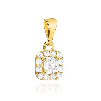 Zawieszka złota kwadrat z cyrkoniami FUG6-Z00637-585