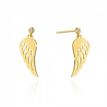 Złote kolczyki z brylantami Skrzydła FCK12-585-B0.03