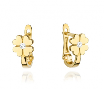 Kolczyki dziecięce złote kwiatki z cyrkonią FUG7-3-K01350-2