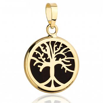 Zawieszka złota drzewko szczęściaw czarnej emalii FUG6-21-Z00403-2