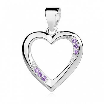 Srebrna zawieszka serce z fioletowymi cyrkoniami FUGZ0832C_V