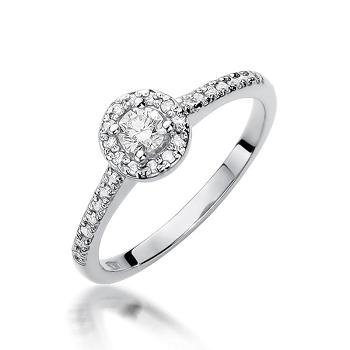 Pierścionek zaręczynowy z białego złota z brylantami 0,52ct