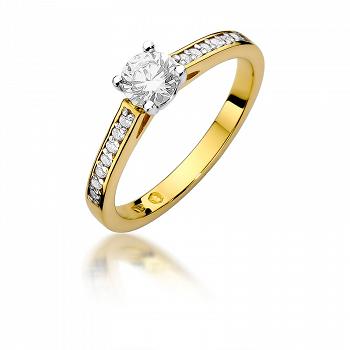Pierścionek zaręczynowy z żółtego złota z brylantami 0.62