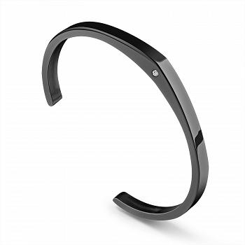 Bransoletka sztywna czarna z cyrkonią FUGTGB236B