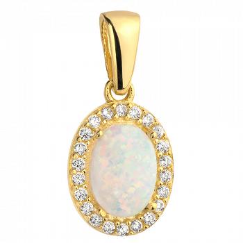 Zawieszka złota z opalem i cyrkoniami FUG6-25-Z00292-2