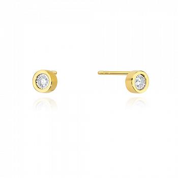 Złote kolczyki tulejka z brylantami FCK-016-585-B0.16