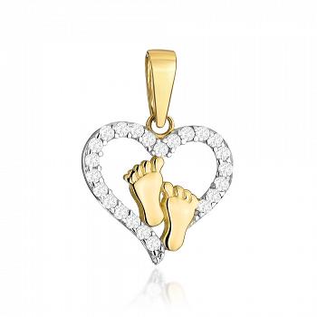 Zawieszka złota serce z cyrkonii i stópki FUG6-21-Z00460-2
