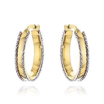 Kolczyki złote kółka w dwóch kolorach złota FUG7-K01741-585