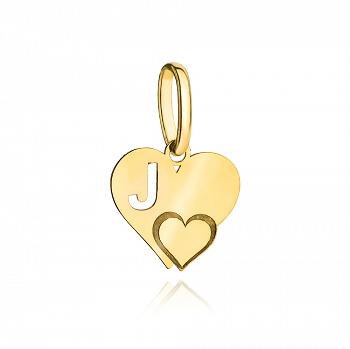 Zawieszka złota literka J serduszko GRAWER GRATIS FUGACA6-2127D