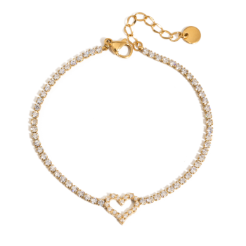 Bransoletka tennis złota z białymi kamieniami FUGDB0304008