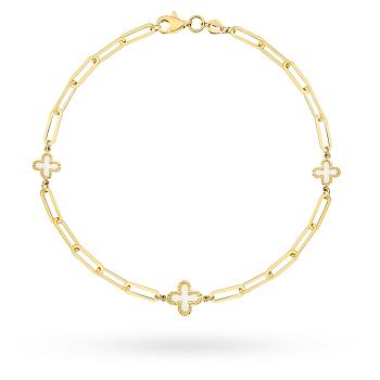 Bransoletka złota koniczyny z masą perłową FUG2-17-B00972-2