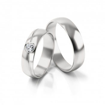 Obrączki ślubne białe złoto serce 5mm próba 585 • FSB295