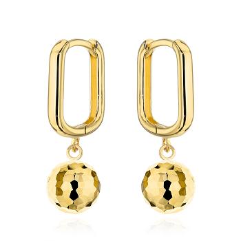 Kolczyki złote diamentowane kulki wiszące FUG7-K01788-585