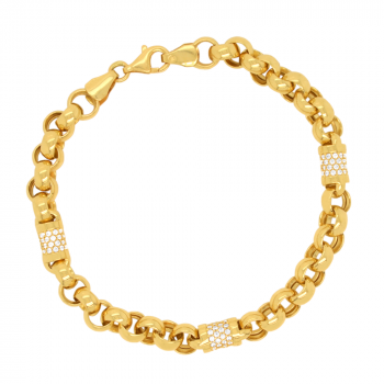 Bransoletka z żółtego złota splot rolo z kamieniami FUG2-25-B00563-2