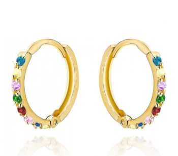 Kolczyki dziecięce złote kółko z kolorowymi cyrkoniami FUG7-3-K01142-2